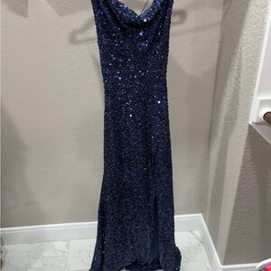 B Darlin Midnight Blue Sequin Dress